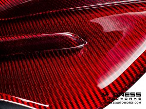 Alfa Romeo Giulia Rear Diffuser - Carbon Fiber - Quadrifoglio Model - Light Red Candy Alfa Romeo Giulia Rear Diffuser - Carbon Fiber - Quadrifoglio Model - Light Red Candy